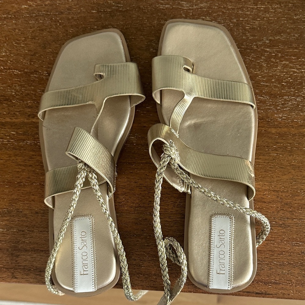 Franco Sarto Metallic Gold Strappy Sandals